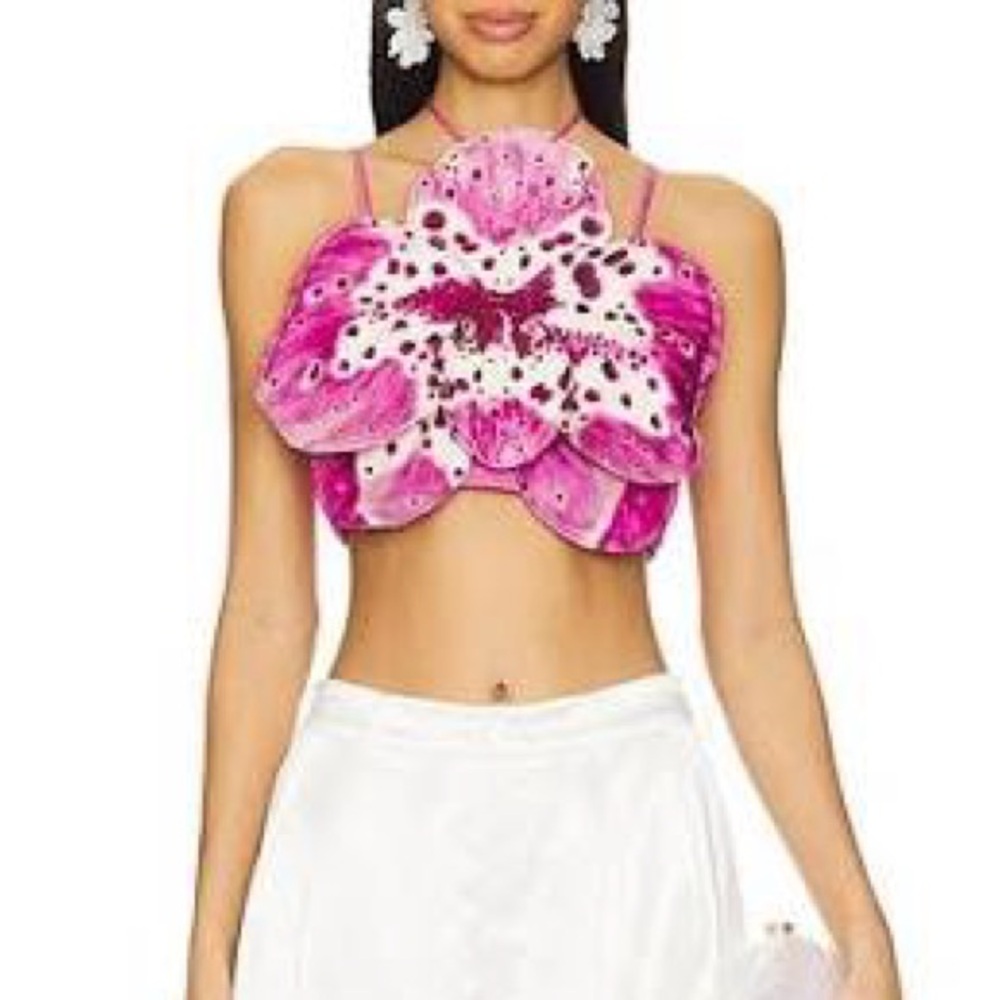 AMUR Pink and White Floral Tank Top
